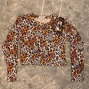 Cheetah Long Sleeve Crop Top w Buttons SOLD